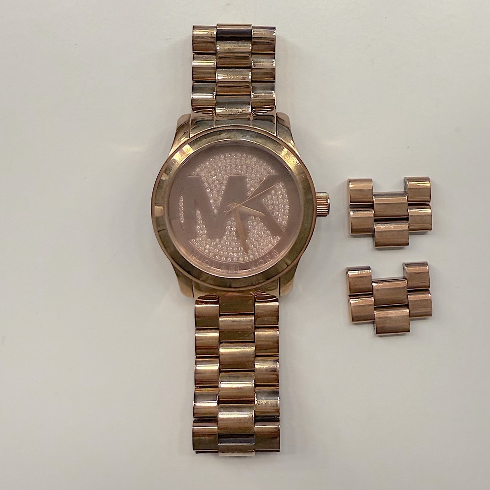 Michael Kors Runway Rose Dial Rose Gold Plated Ladies Watch w/ Links